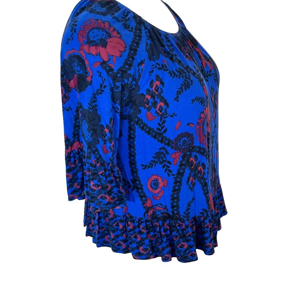 Style & Co Blouse Womens XL Fits to 1X Jewel Tone Blue Peasant Top Babydoll - Picture 6 of 14